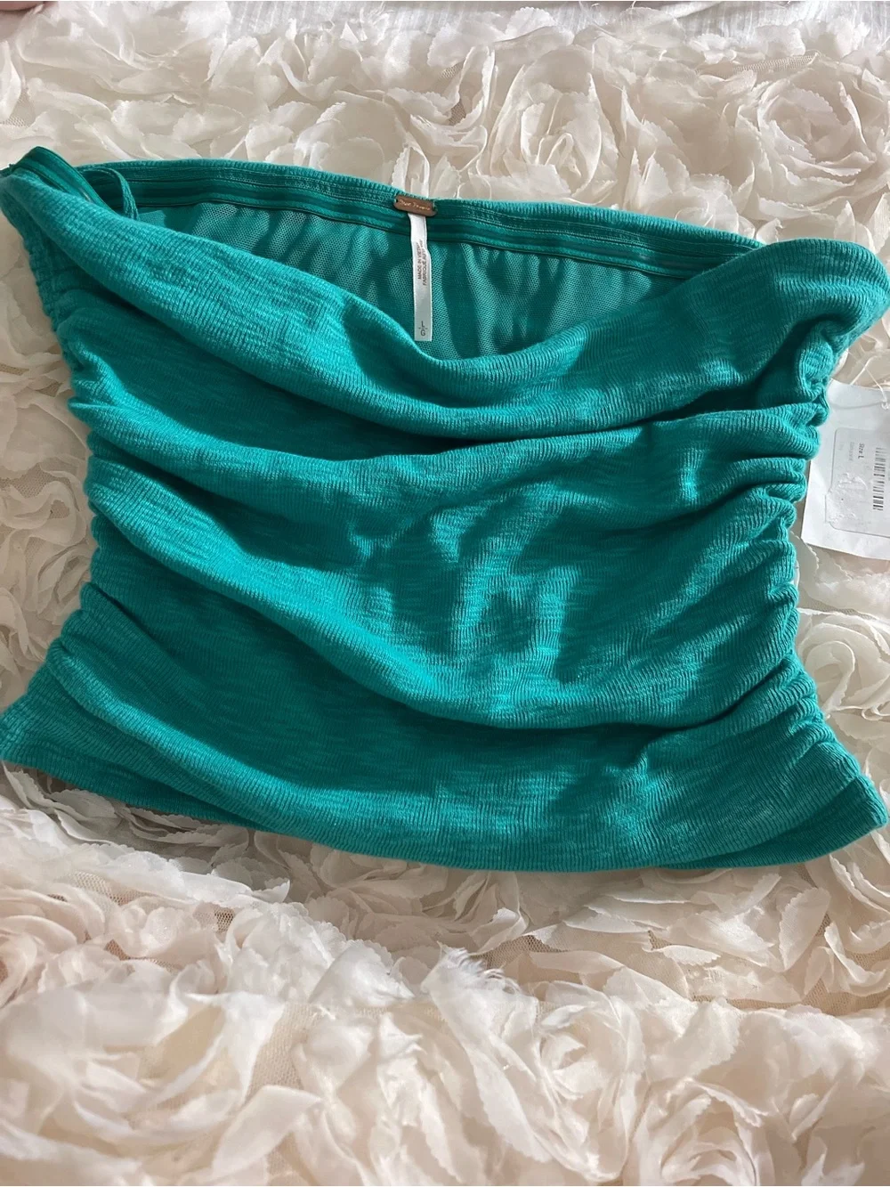 Free People Teal Boulevard Tube Top